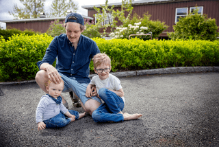 Father with two children.