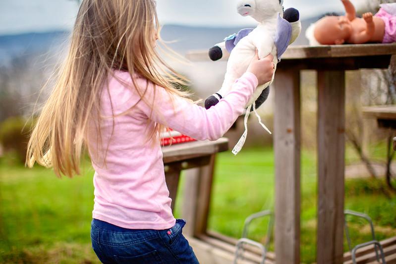 girl playing outside