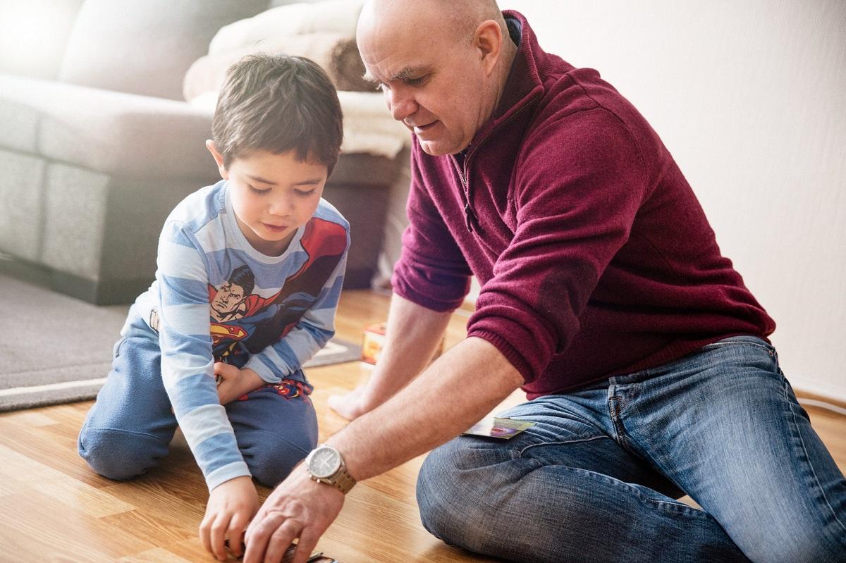 Illustration: father and son playing