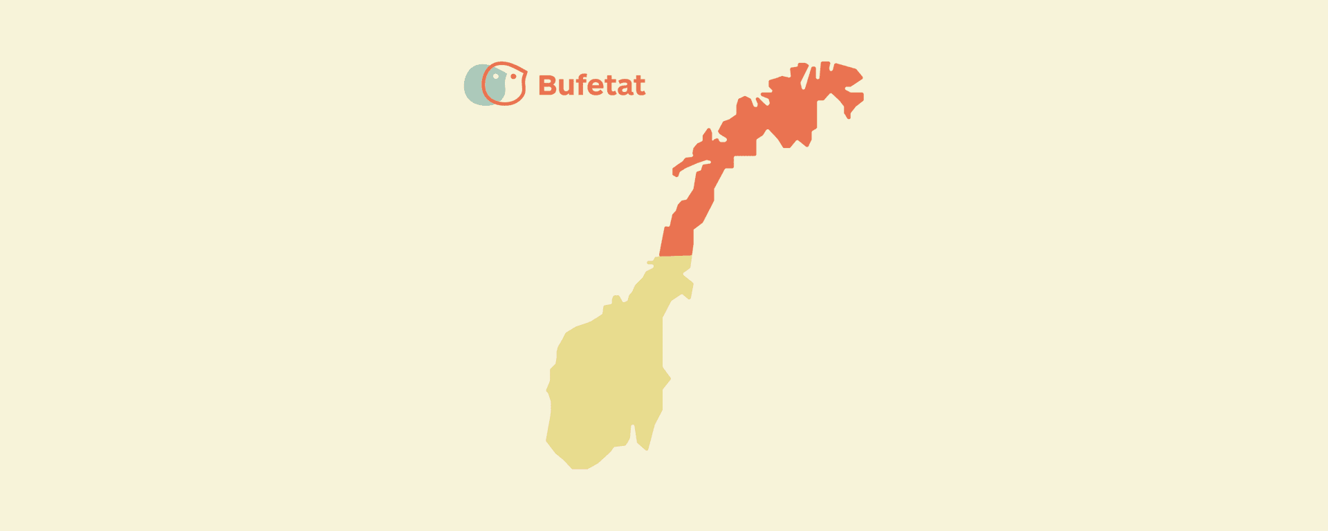 Norgeskart med region nord fremhevet