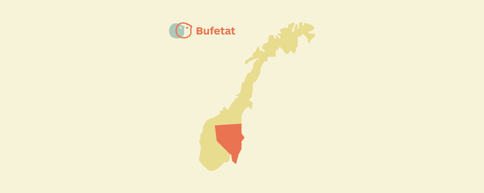 Norgeskart med region øst fremhevet