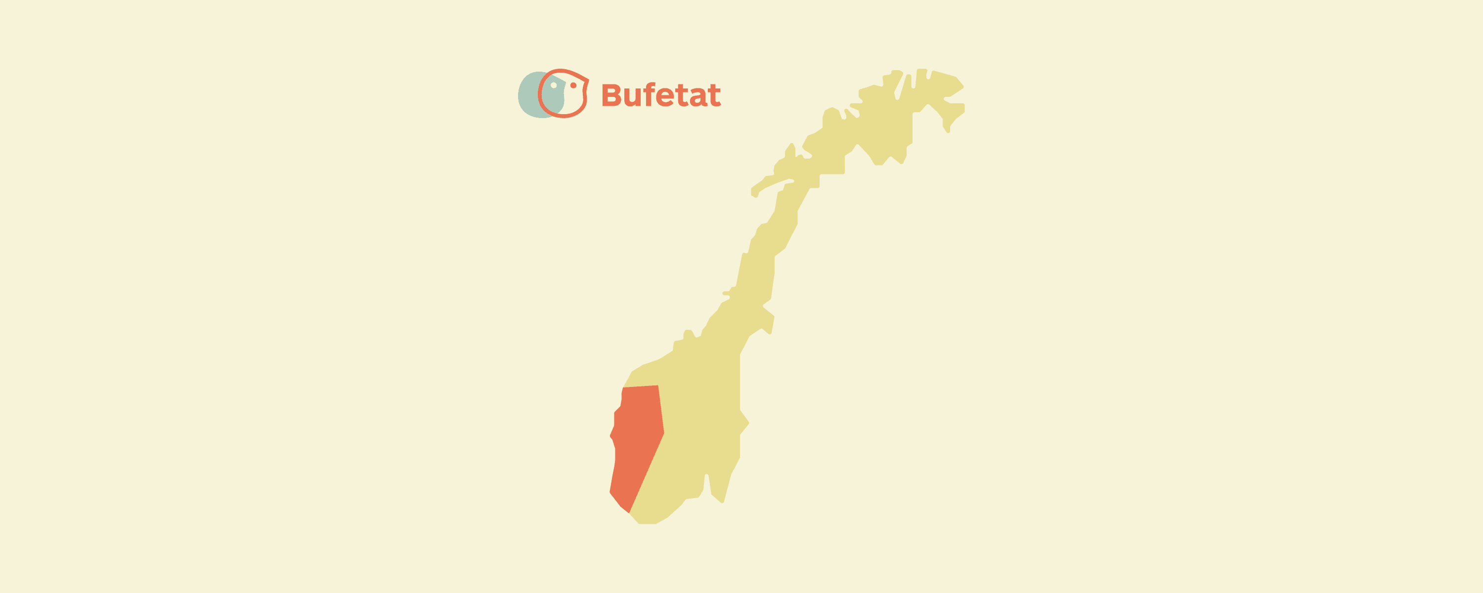 Norgeskart med region vest fremhevet