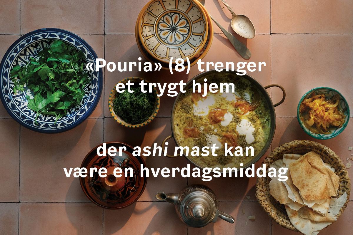 Bilde av en matrett med tekst "Pouria (8) trenger et trygt hjem der ashi mast kan være en hverdagsmiddag